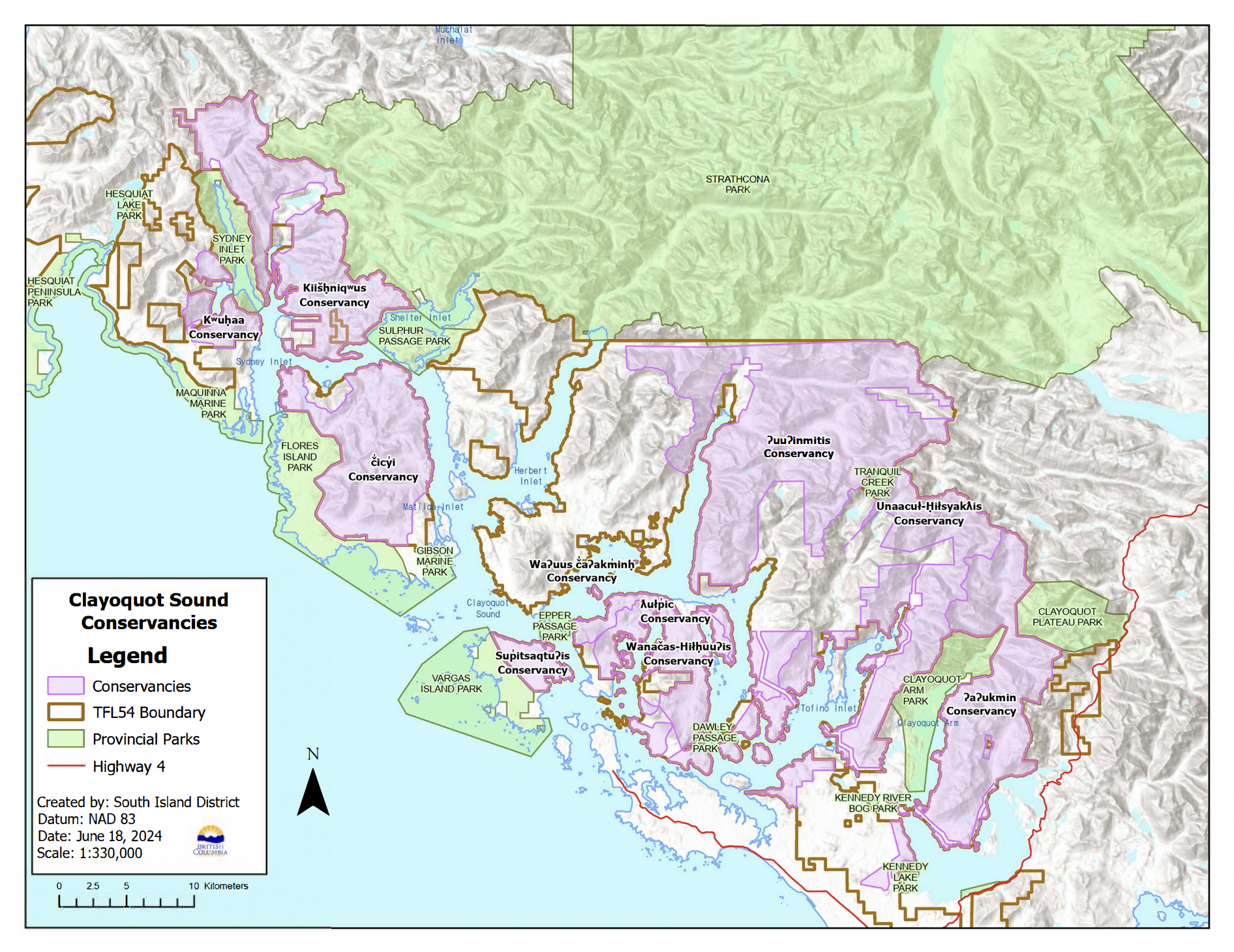 Map of Clayoquot Sound Conservancies.