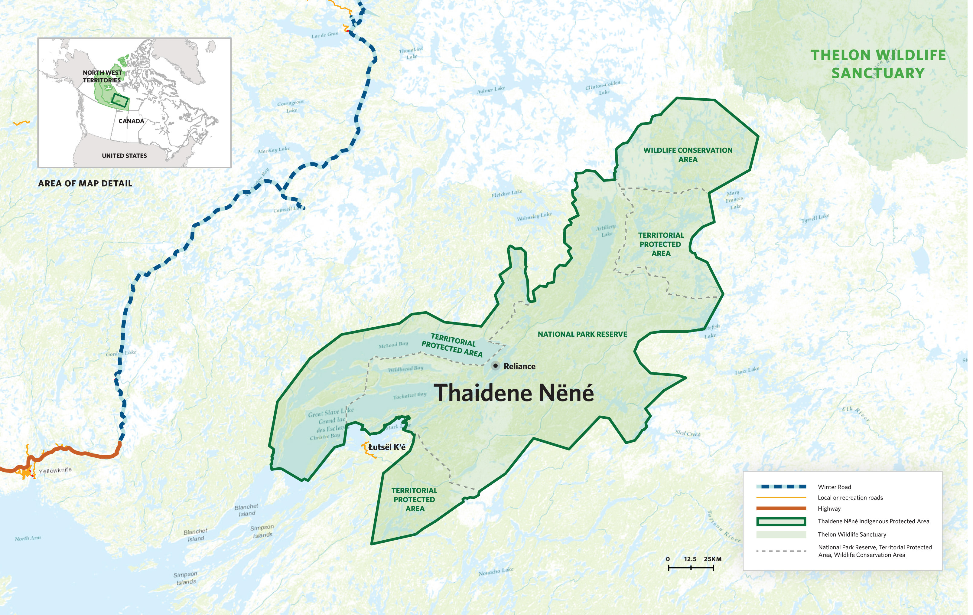 Map showing the boundaries of Thaidene Nëné, a new national park in Canada